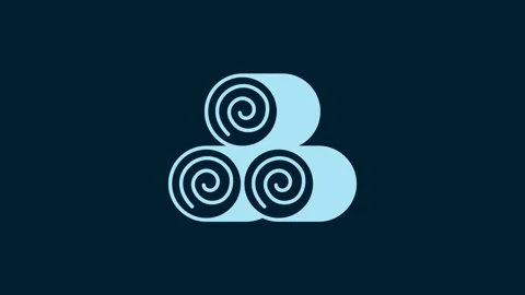 White Roll of hay icon isolated on blue background. 4K Video motion graphic Video stock 229549595