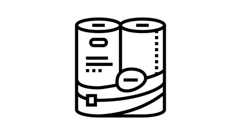 White roll paper towel line icon animation 스톡 동영상 326133939