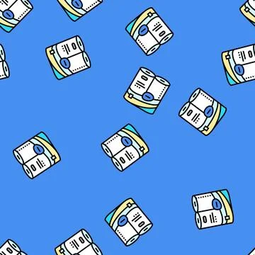 White roll paper towel vector seamless pattern Stock Illustration