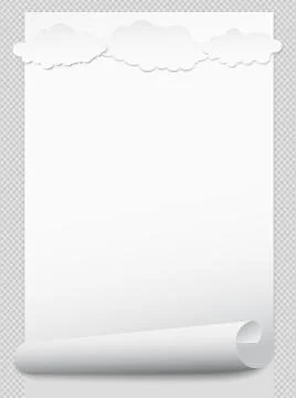 White rolled note notebook paper for text or advertising message on gray squared Illustrazione stock