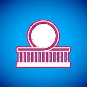 White Roller coaster icon isolated on blue background. Amusement park. Chil.. Stock Illustration