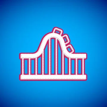White Roller coaster icon isolated on blue background. Amusement park. Chil.. イラスト素材