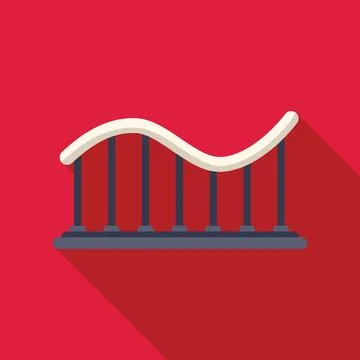 White rollercoaster track on red background with long shadow Stock Illustration