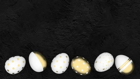 White rolling eggs with gold patterns decoration. Happy Easter holiday Stock Footage 170332166