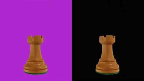 White rook chess piece chromakey 360 degree rotation Stock Footage 129722589