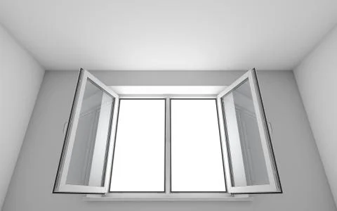 White room and open window Ilustración de archivo