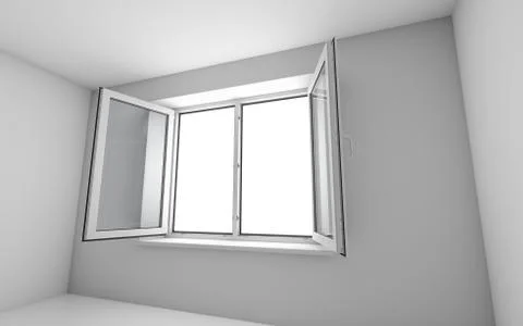 White room and open window Ilustración de archivo