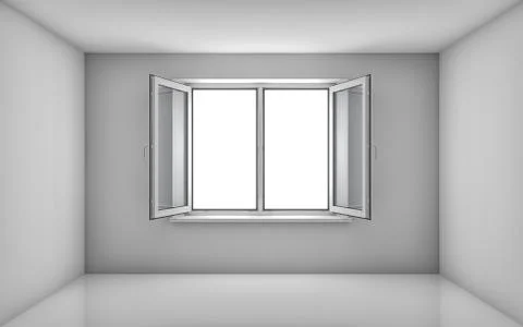 White room and open window Ilustración de archivo