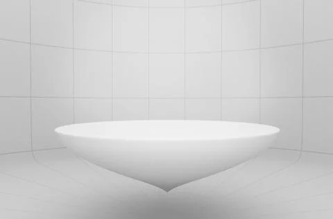 White room background, circle stage platform Illustrazione stock