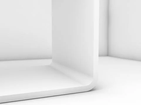 White room with chamfer installation. 3d render Stock Illustration