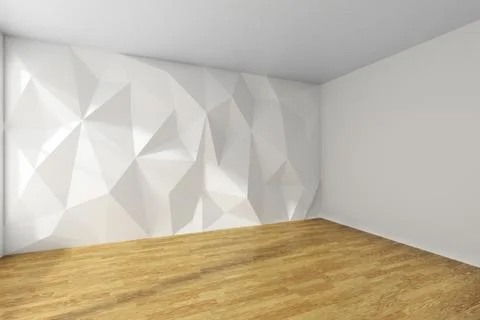 White room corner with rumpled wall and wooden parquet floor Stock Illustration