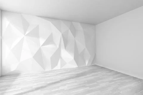 White room corner with rumpled wall and white parquet floor Stock Illustration