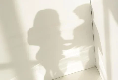 White room with dim shadow couples.background. Stock Photos