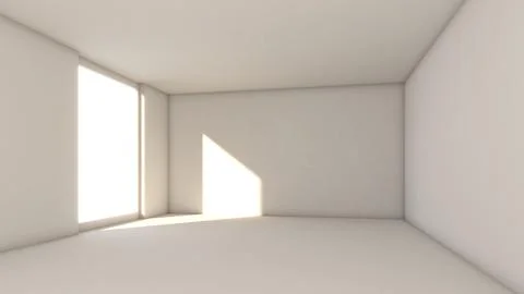 The white room had light shining through the windows., 3d rendering Stock Illustration