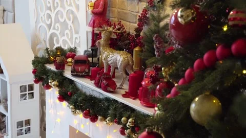 White room interior with New Year tree decorated 動画素材 99395848