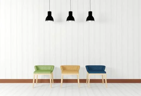 White room interior in simple and minimal design Stock Illustration