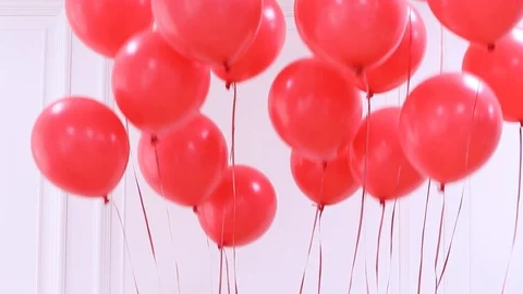 White room with Red Balloons Stock Footage 95967502