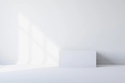 White room with shadow from the light from the window. 3d rendering Ilustración de archivo