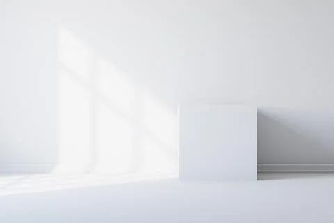 White room with shadow from the light from the window. 3d rendering Ilustración de archivo