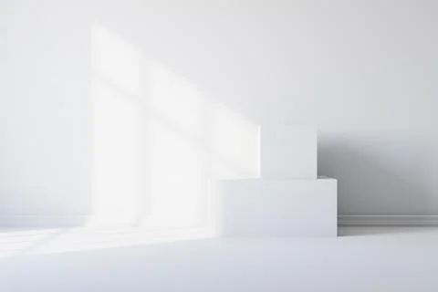 White room with shadow from the light from the window. 3d rendering Ilustración de archivo