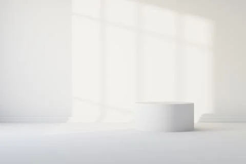 White room with shadow from the light from the window. 3d rendering Ilustración de archivo
