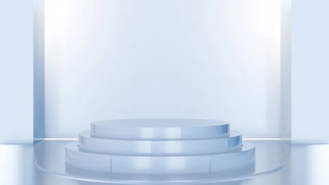 White room space with rotating round pedestal Stock Footage 283540586