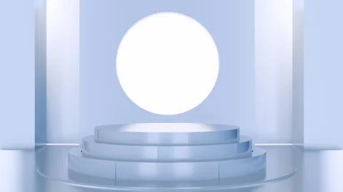 White room space with rotating round pedestal Stock Footage 283542589