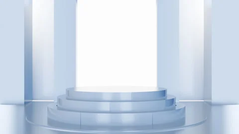 White room space with rotating round pedestal Stock Footage 283542779