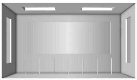 White room with two windows and an arch in the center. Ambient Occlusion Stock Illustration