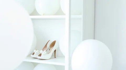 White room with white balloon Stock Footage 95967565