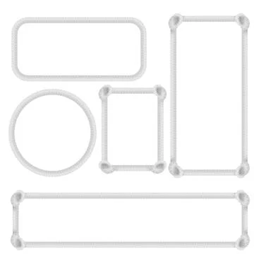 White rope frame borders with knot corners Stock Illustration