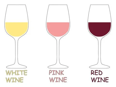 White rose and red wine in glasses icon set collection vector flat design Stock Illustration