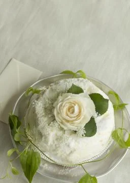 White rose cake Stock Photos