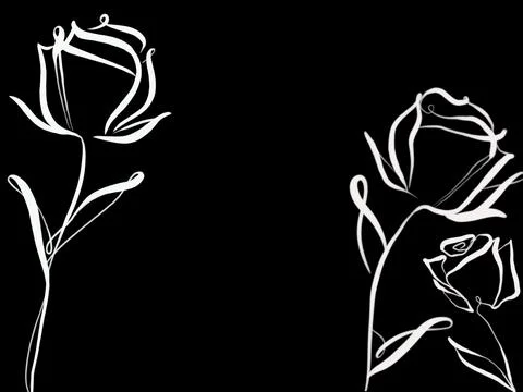 White Rose One Line Black and White Drawing Stock Illustration