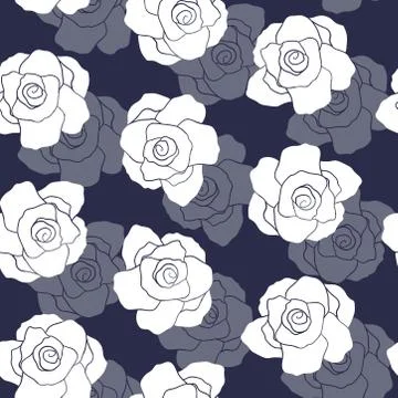 White rose pattern on blue background Stock-Illustration
