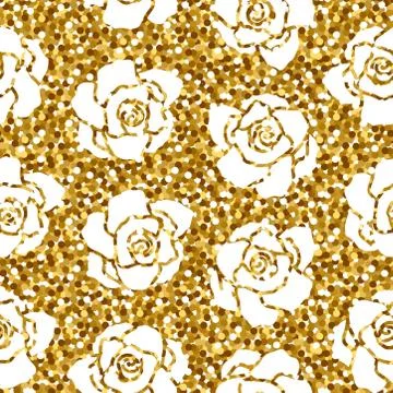 White rose pattern on glitter background Stock-Illustration