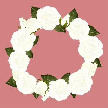 White Rose Wreath Stock Illustration