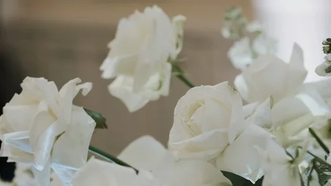White Roses Horizontal Seamless Pattern. White Roses Arrangement. Vídeos de archivo 108250977