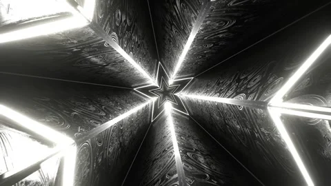 White Rotating Alien Tunnel with Star Shape Background VJ Loop in 4K Stock Footage 307399341