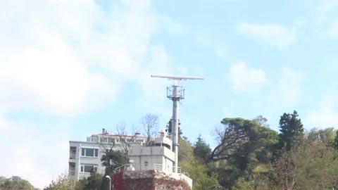 White Rotating Ship Antenna Stock Footage 91010568