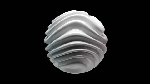 White rotating sphere with liquid rippled surface on black background. Stock Footage 239559275
