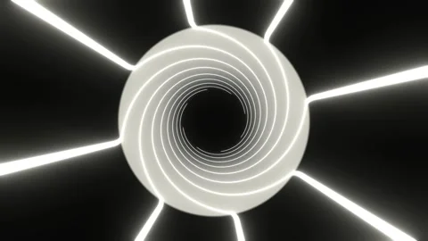White Rotating Spiral Lines Background VJ Loop in 4K Stock Footage 267247473