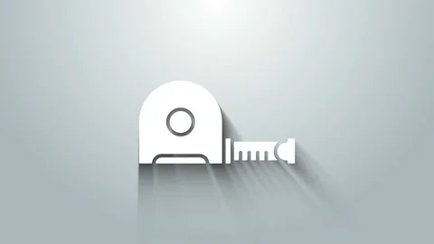 White Roulette construction icon isolated on grey background. Tape measure Vídeo Stock 145864833