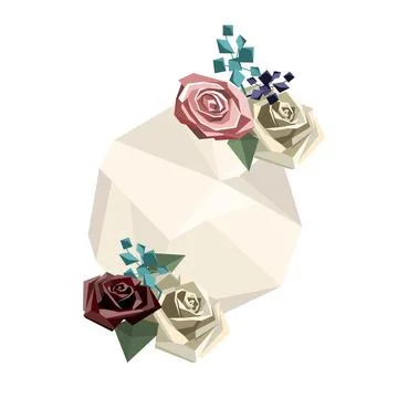 White round backdrop for text and flower bouquet consisting of roses and Stock Illustration