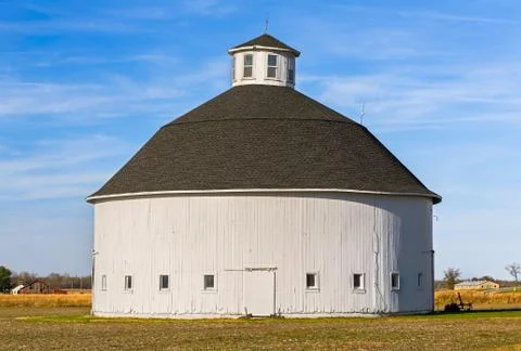 White Round Barn Stock Photos