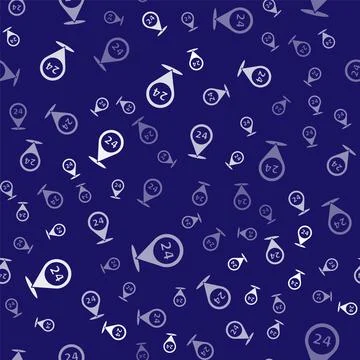 White Round the clock delivery icon isolated seamless pattern on blue background Stock Illustration