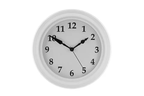 White round clock isolated on white background with clipping path Stock Photos