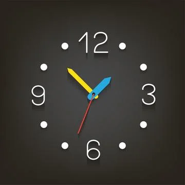 White round clock timer with shadow on dark Stock Illustration
