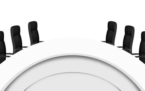 White round conference table and chairs on the white background Stock Illustration