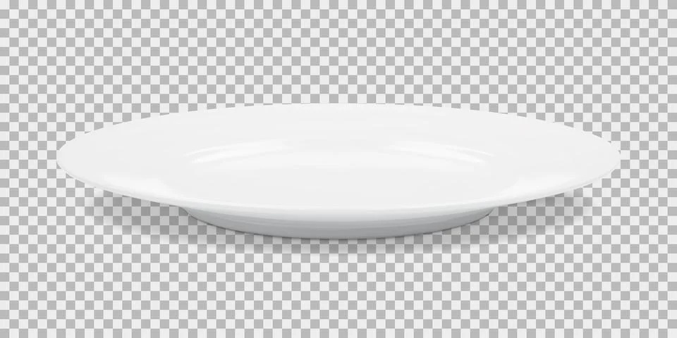 White round empty plate side view with transparent shadow Illustrazione stock